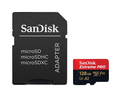 Карта пам'яті SanDisk 128 GB microSDXC UHS-I U3 Extreme Pro+SD Adapter (SDSQXCD-128G-GN6MA)