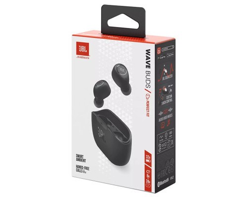 Навушники JBL Wave Buds TWS Black (JBLWBUDSBLK)