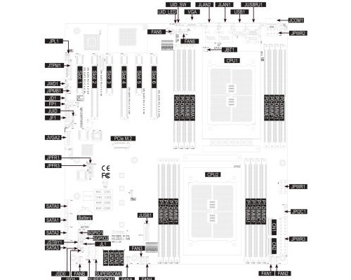 Серверна материнська плата Supermicro SERVER MB EPYC 7002 EATX/MBD-H12DSI-N6-O (MBD-H12DSI-N6-O)