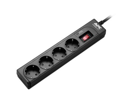 Мережевий фільтр живлення APC Essential SurgeArrest 4 outlets, Black (P43B-RS)