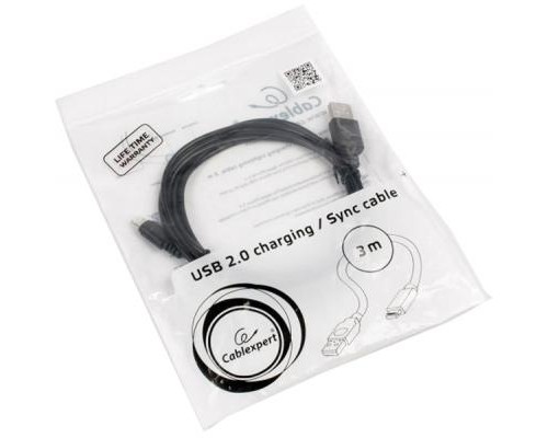 Дата кабель USB 2.0 AM to Micro 5P 3.0m Cablexpert (CCP-mUSB2-AMBM-10)