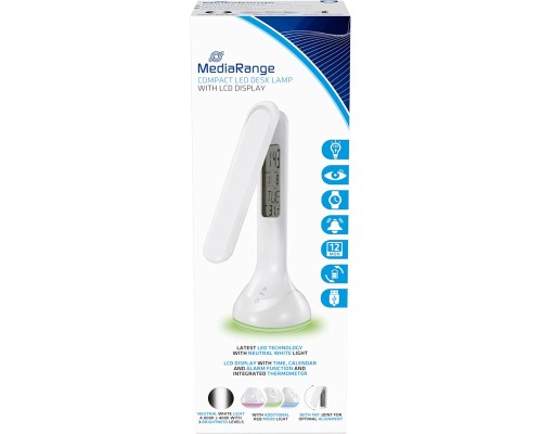 Настільна лампа Mediarange Compact LED desk lamp with LCD display, glossy-white (MROS502)