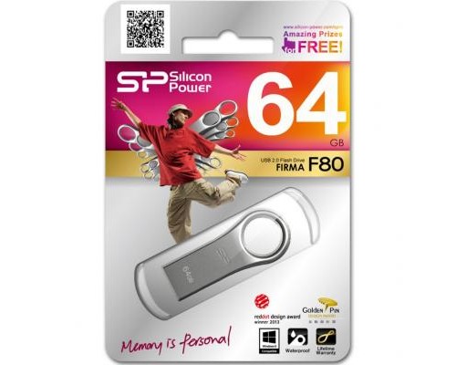 USB флеш накопичувач Silicon Power 64GB Firma F80 Silver USB 2.0 (SP064GBUF2F80V1S)