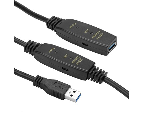 Адаптер USB 3.0 AM - AF, 10 m, active PowerPlant (CA912858)