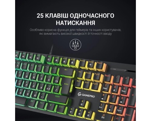 Клавіатура GamePro MK85B Blue Switch RGB USB Black (MK85B)