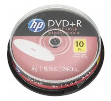 Диск DVD HP DVD+R 8.5GB 8X DL IJ PRINT 10шт Spindle (69306/DRE00060WIP-3)