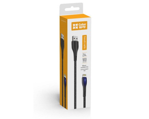 Дата кабель USB 2.0 AM to Lightning 1.0m led black ColorWay (CW-CBUL034-BK)