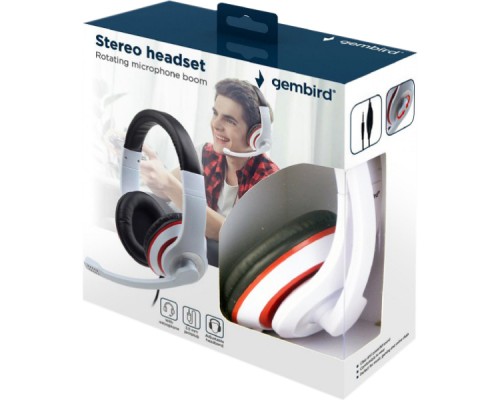Навушники Gembird MHS-03 White/Red/Black (MHS-03-WTRDBK)