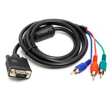 Перехідник VGA (M) to 3*RCA (M), 1080p 1.0m PowerPlant (CA912001)