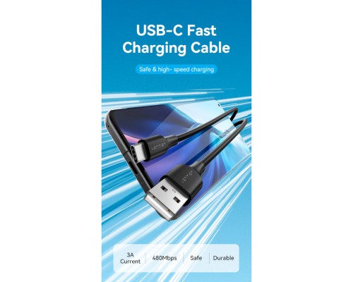 Дата кабель USB 2.0 AM to Type-C 0.5m 3.0A (18W) PVC Vention (CTHBD)
