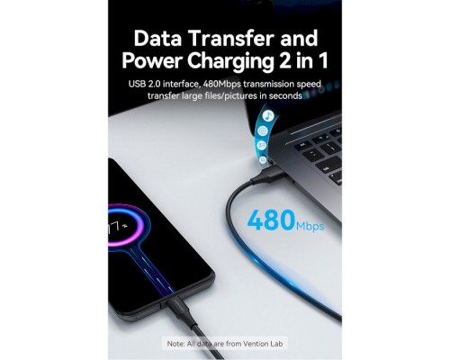 Дата кабель USB 2.0 AM to Type-C 0.5m 3.0A (18W) PVC Vention (CTHBD)