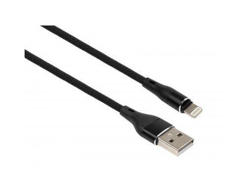 Дата кабель USB 2.0 AM to Lightning 1.0m cylindric nylon back Vinga (VCPDCLCANB1BK)