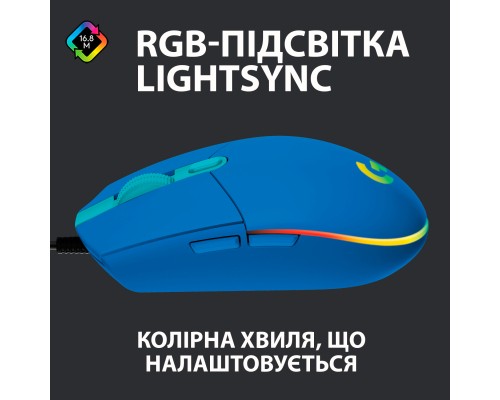 Мишка Logitech G102 Lightsync USB Blue (910-005801)