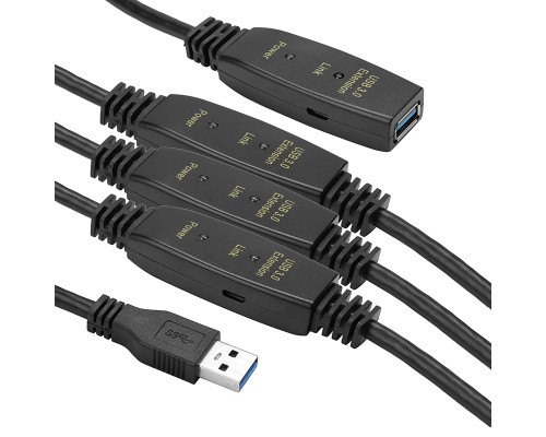 Адаптер USB 3.0 AM - AF, 30 m, active PowerPlant (CA912872)