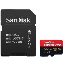 Карта пам'яті SanDisk 512 GB microSDXC UHS-I U3 Extreme Pro+SD Adapter (SDSQXCD-512G-GN6MA)
