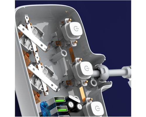 Мережевий фільтр живлення ColorWay CW-CHE24PDW 2 розетки/4USB (CW-CHE24PDW)