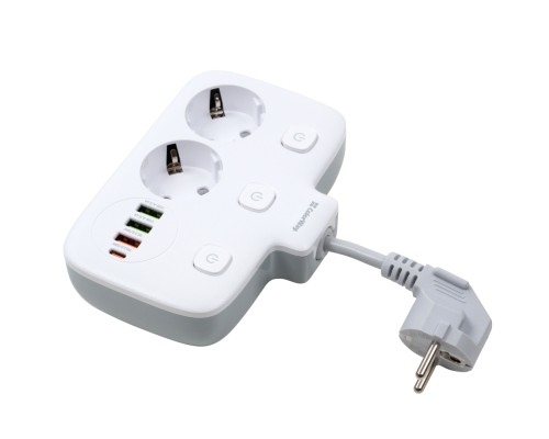 Мережевий фільтр живлення ColorWay CW-CHE24PDW 2 розетки/4USB (CW-CHE24PDW)