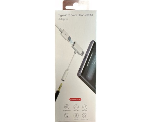 Перехідник Type-C to Type-C Jack 3.5mm white AC-202 XoKo (XK-AC-202-WH)