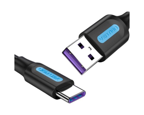 Дата кабель USB 2.0 AM to Type-C 0.5m 5.0A (25W) PVC black Vention (CORBD)