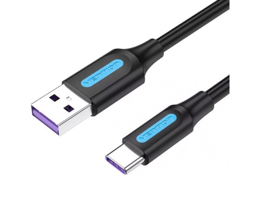 Дата кабель USB 2.0 AM to Type-C 0.5m 5.0A (25W) PVC black Vention (CORBD)