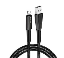 Дата кабель USB 2.0 AM to Lightning 1.0m zinc alloy + led black ColorWay (CW-CBUL035-BK)