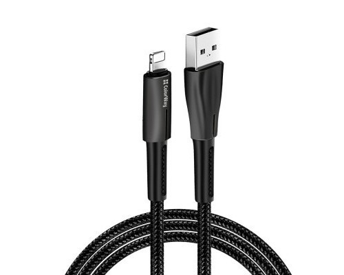 Дата кабель USB 2.0 AM to Lightning 1.0m zinc alloy + led black ColorWay (CW-CBUL035-BK)
