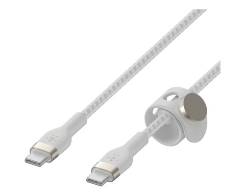Дата кабель USB-C to USB-C 1.0m BRAIDED SILICONE white Belkin (CAB011BT1MWH)