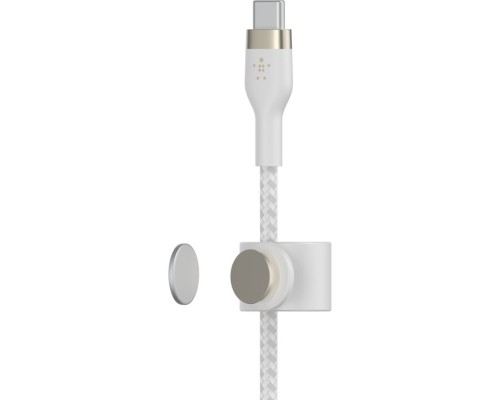 Дата кабель USB-C to USB-C 1.0m BRAIDED SILICONE white Belkin (CAB011BT1MWH)