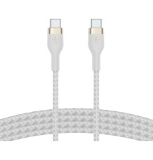 Дата кабель USB-C to USB-C 1.0m BRAIDED SILICONE white Belkin (CAB011BT1MWH)