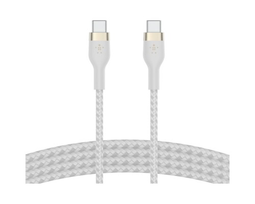 Дата кабель USB-C to USB-C 1.0m BRAIDED SILICONE white Belkin (CAB011BT1MWH)