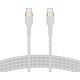 Дата кабель USB-C to USB-C 1.0m BRAIDED SILICONE white Belkin (CAB011BT1MWH)