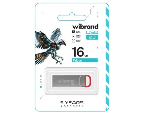 USB флеш накопичувач Wibrand 16GB Falcon Silver-Red USB 2.0 (WI2.0/FA16U7R)
