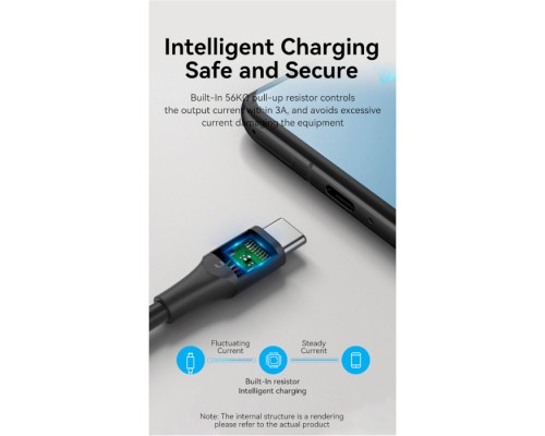 Дата кабель USB 2.0 AM to Type-C 3.0m 3.0A (18W) PVC black Vention (CTHBI)