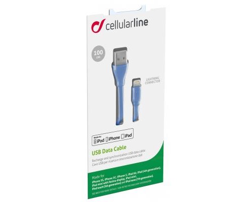 Дата кабель USB 2.0 AM to Lightning 1.0m blue Cellularline (USBDATACFLMFIIPH5B)