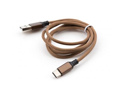 Дата кабель USB 2.0 AM to Type-C nylon 1m brown Vinga (VCPDCTCNB21BR)