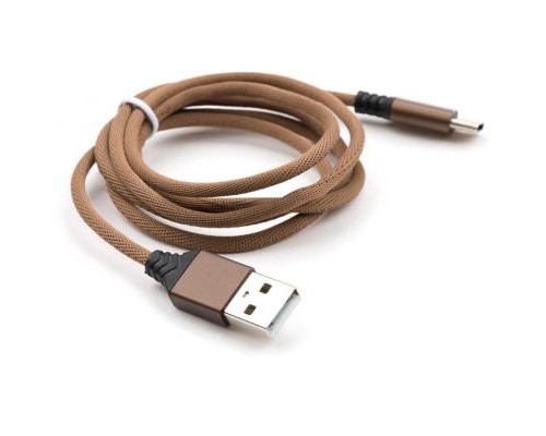Дата кабель USB 2.0 AM to Type-C nylon 1m brown Vinga (VCPDCTCNB21BR)