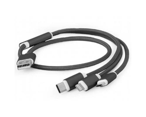 Дата кабель USB 2.0 AM to Lightning + Micro 5P + Type-C 1.0m black Cablexpert (CC-USB2-AM31-1M)