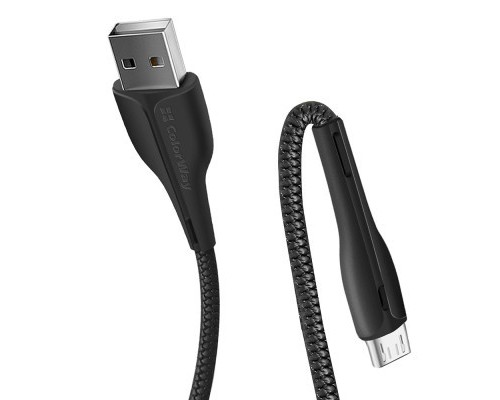 Дата кабель USB 2.0 AM to Micro 5P 1.0m led black ColorWay (CW-CBUM034-BK)