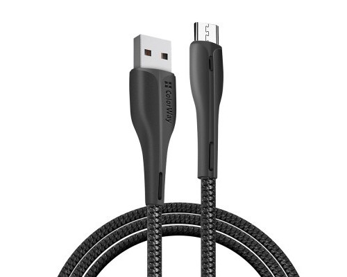 Дата кабель USB 2.0 AM to Micro 5P 1.0m led black ColorWay (CW-CBUM034-BK)