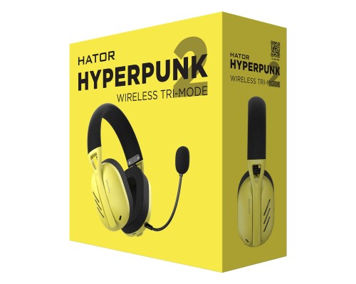 Навушники Hator Hyperpunk 2 Wireless Tri-mode Black/Yellow (HTA-857)