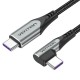 Дата кабель USB-C to USB-C 0.5m USB2.0 60W (20V/3A) angle 90° Gray Aluminum Alloy Vention (TRAHD)