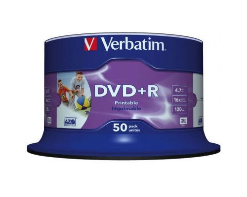 Диск DVD Verbatim 4.7Gb 16X CakeBox 50штWidePrintable (43512)