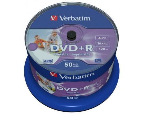 Диск DVD Verbatim 4.7Gb 16X CakeBox 50штWidePrintable (43512)