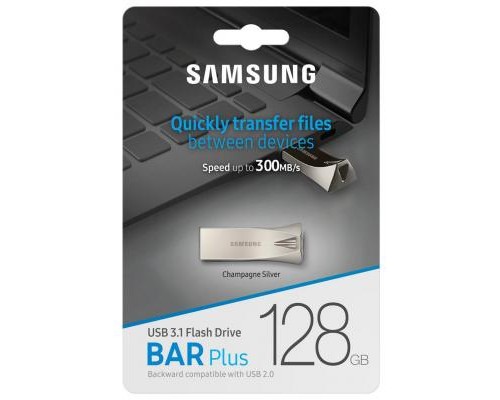 USB флеш накопичувач Samsung 128GB Bar Plus Silver USB 3.1 (MUF-128BE3/APC)