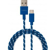 Дата кабель USB 2.0 AM to Type-C 2color nylon 1m blue Vinga (VCPDCTCNB31B)
