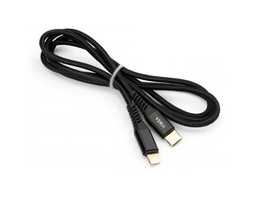 Дата кабель USB-C to Lightning 1.0m 3A 18W nylon braided black Vinga (VCPTCL3ANBK)