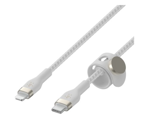 Дата кабель USB-С to Lightning 1.0m BRAIDED SILICONE white Belkin (CAA011BT1MWH)