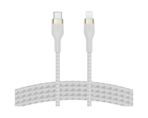 Дата кабель USB-С to Lightning 1.0m BRAIDED SILICONE white Belkin (CAA011BT1MWH)