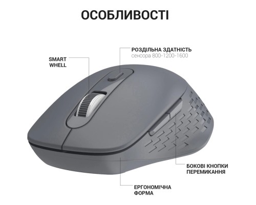 Мишка OfficePro M230G Silent Click Wireless/Bluetooth Gray (M230G)