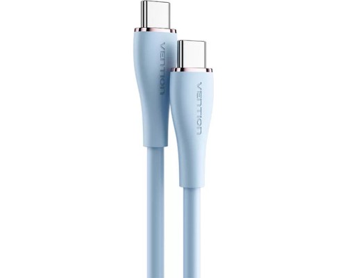 Дата кабель USB-C to USB-C 1.0m USB2.0 100W (20V/5A) Light Blue Silicone Vention (TAWSF)